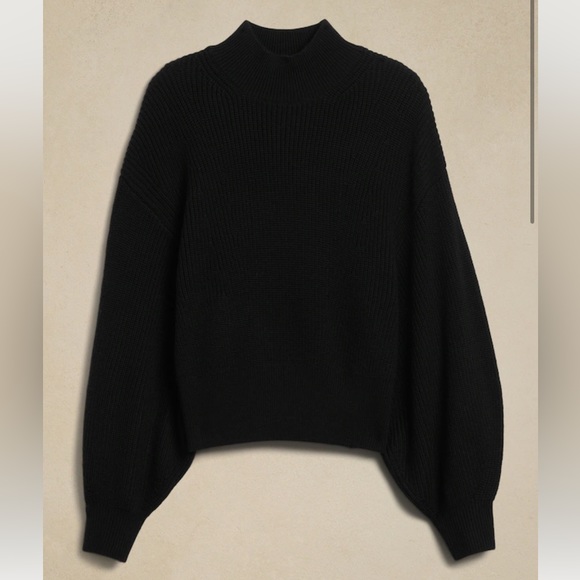 Banana Republic Landa Merino Wool Ribbed Sweater with Oversized Sleeves - Picture 2 of 4